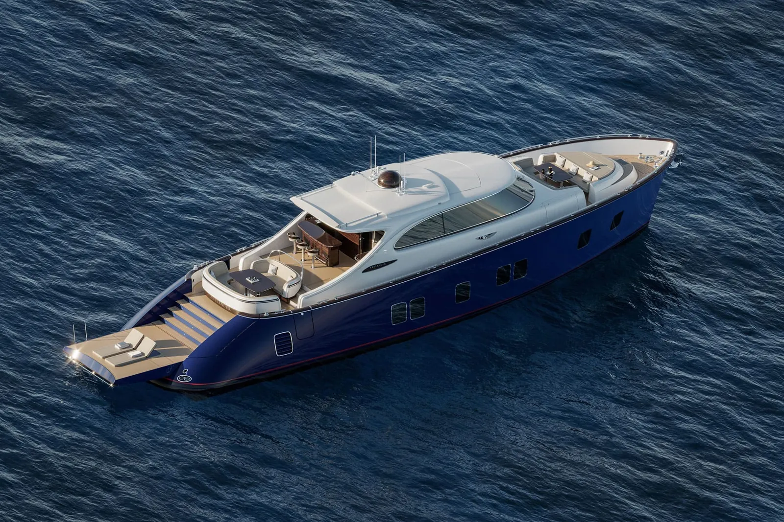 Zeelander 8 from above on deep blue water